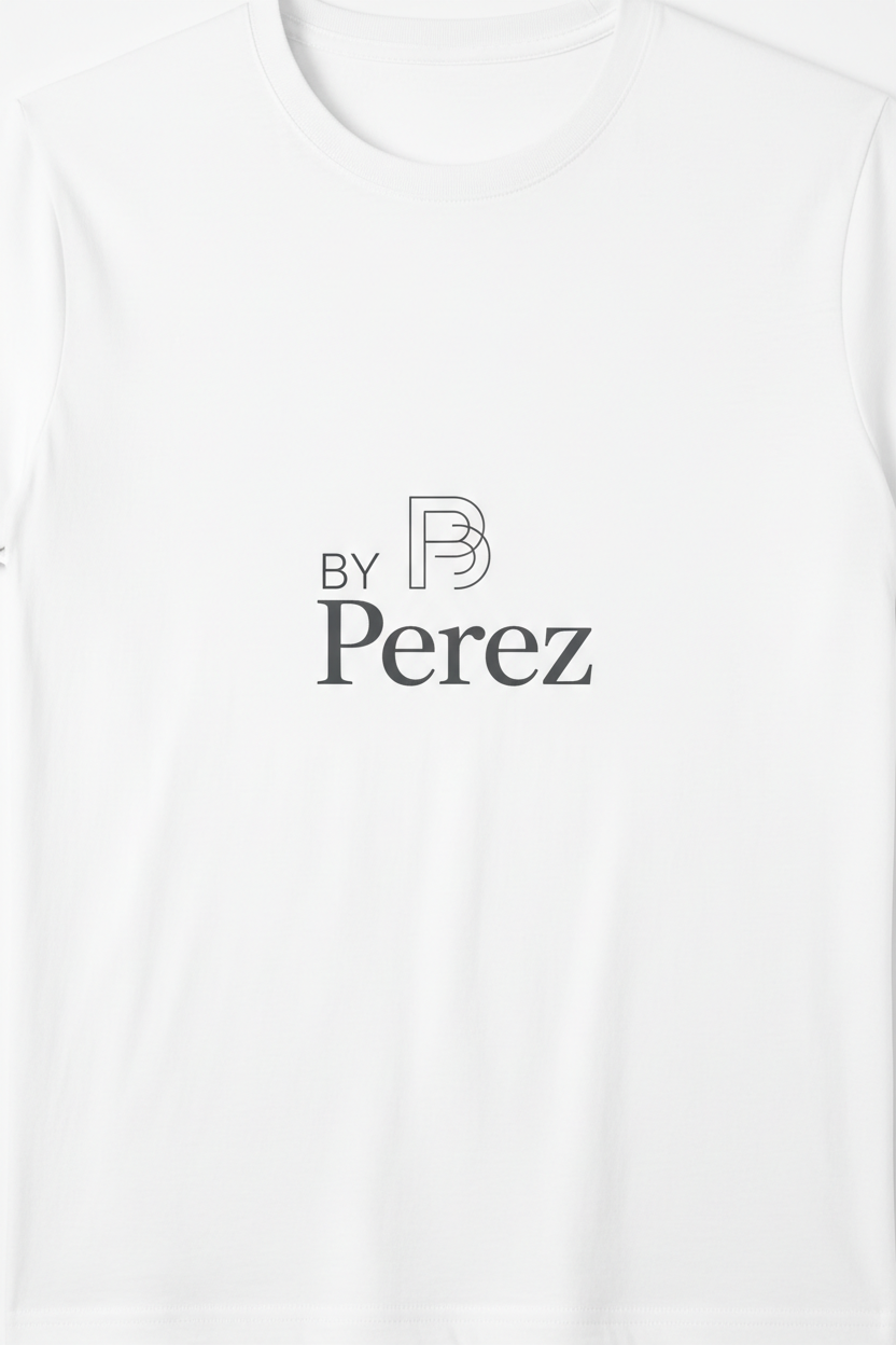 BY Perez white t-shirt with logo on chest