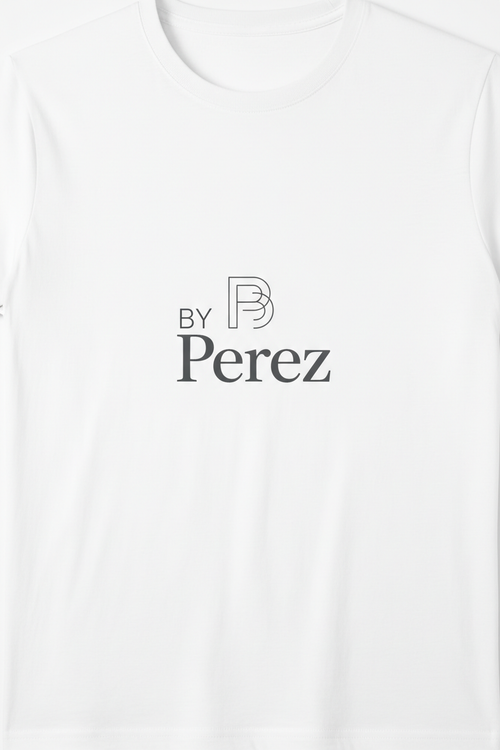 BY Perez white t-shirt with logo on chest